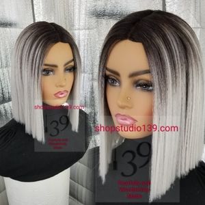 Grey human  hair lace part  wig